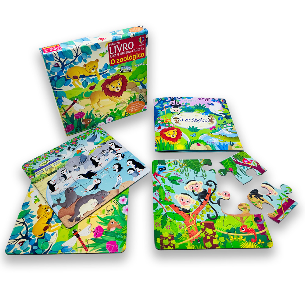 O Zoológico: Livro Com 3 Quebra-cabeças